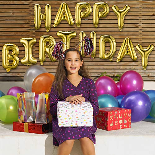 Happy Birthday Banner (3D Gold Lettering) Mylar Foil Letters | Inflatable Party Decor and Event Decorations for Kids and Adults | Reusable, Ecofriendly Fun Happy Birthday Banner (3D Gold Lettering) Mylar Foil Letters | Inflatable Party Decor and Event Decorations for Kids and Adults | Reusable, Ecofriendly Fun